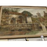 A signed watercolour of Waltham Abbey