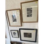 Four limited edition woodblock prints