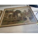 A signed watercolour of Waltham Abbey