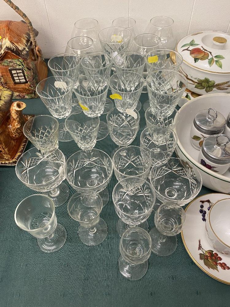 A set of Brandy glasses and a qty of assorted Crystal wine glasses etc.