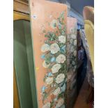 A hand painted four fold floral decorated screen/ room divider