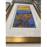 A original framed mixed media on fabric, 'Peaceful land' by Barbara Brody,