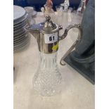 A Silver plated and crystal Claret jug