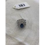 An 18ct White Gold, Sapphire and Diamond flower cluster ring,