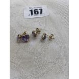 Two pairs of 9ct Amethyst earrings