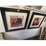 A pair of framed pictures,