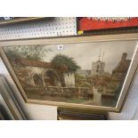 A signed watercolour of Waltham Abbey