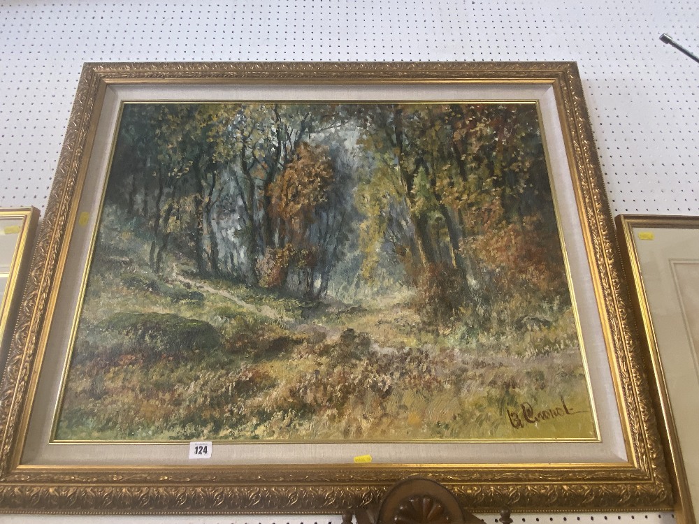 An oil on canvas, Forest scene,