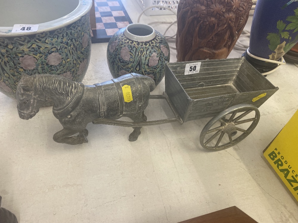 A Pewter horse and cart