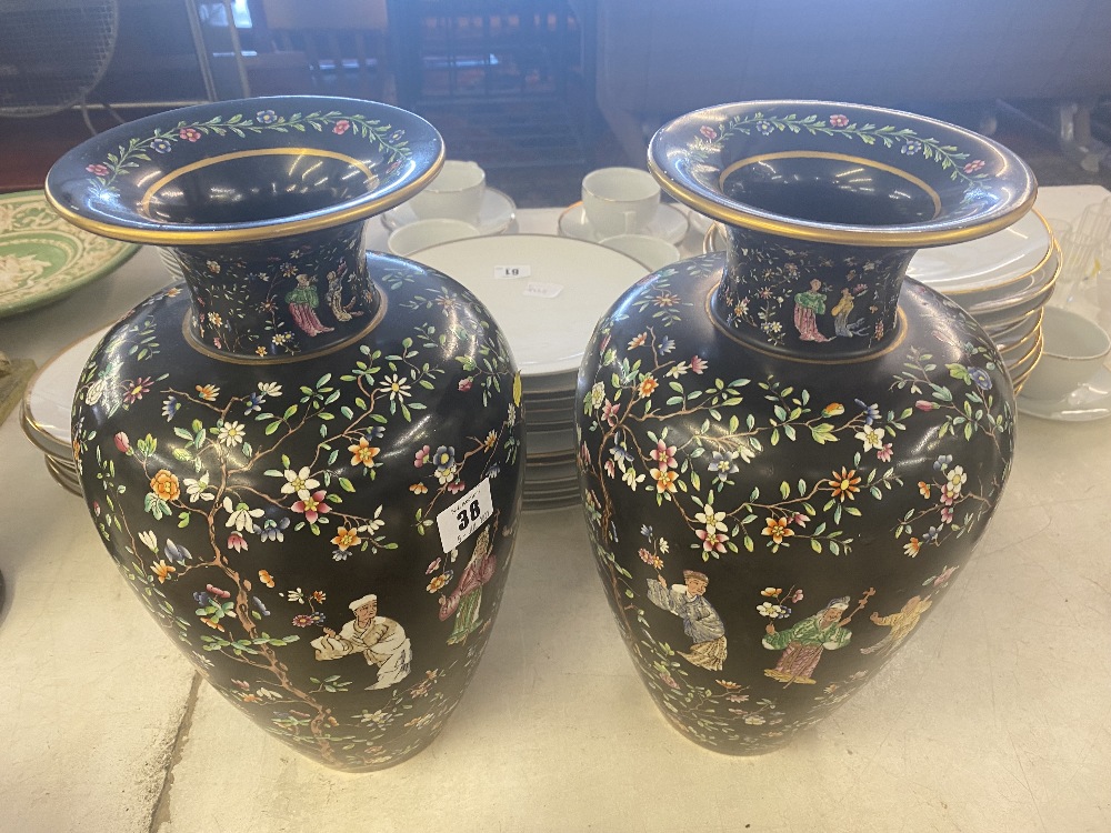 A pair of early 20th century Copeland oriental style vases,