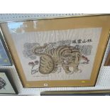 A Chinese watercolour of a Tiger,