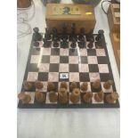 A chess set and pieces