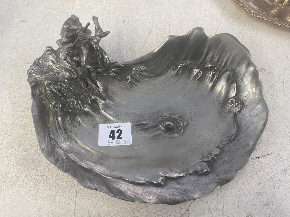 A decorative Pewter dish