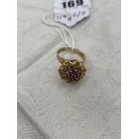 An 18ct Gold Ruby cluster ring, Floral design, Italian, 1960's,