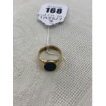 An 18ct Gold, Chester hallmark, 1960's, Bloodstone set ring,