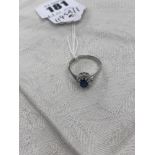 An 18ct White Gold Sapphire and Diamond ring, 750 hm,
