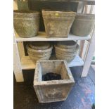 Eight garden pots