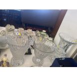 Three large cut glass crystal vases