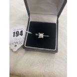 An 18ct White Gold single stone Princess cut Diamond ring,