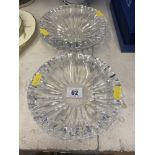 Two cut glass crystal ashtrays