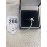 An 18ct White Gold single stone Princess cut Diamond ring,