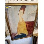 A framed print, portrait of a lady,