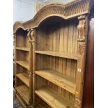 Two rubber wood open bookcases