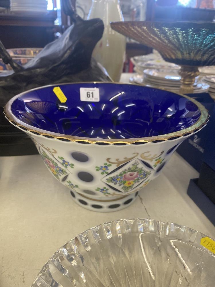 A glass Bohemian overlay bowl