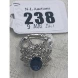 An 18ct White Gold Diamond Sapphire flower cluster ring,