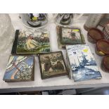 A set of six Delft tiles and other tiles