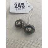 A pair of 18ct White gold Diamond and Tahitian Pearl earrings