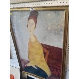 A framed print, portrait of a lady,