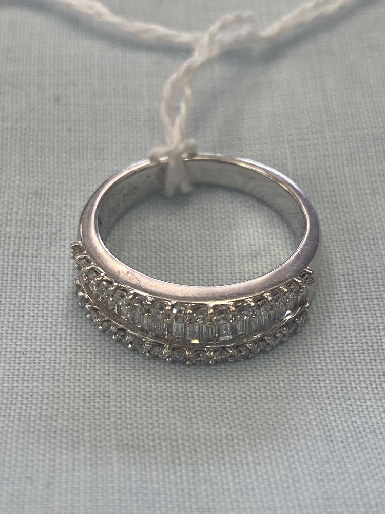 An 18ct White Gold half eternity ring, set with baguette Diamonds cluster, - Image 2 of 2