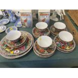 An oriental floral pattern tea set