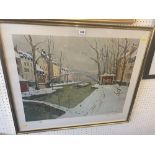 A large limited edition print, Winter scene,