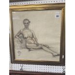 A drawing, reclining nude,