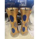 A pair of tall Gold overlay vases