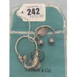 Two Silver Tiffany key rings
