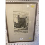 A framed and glazed etching,