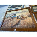 A framed South African oil on canvas, township scene,