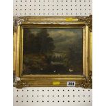 A gilt framed oil on board,