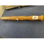 Victorian Railway truncheon in tapered ash wood, 'V.R / No.