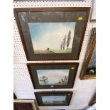 A set of three framed watercolours by Nigel Hemmings