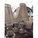 Five onyx urn style lamps