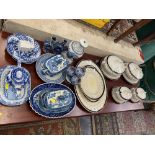 A qty of assorted blue and white china