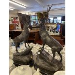 A pair of Bronze Stags on bases