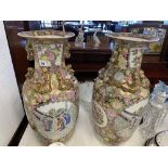 A pair of Canton style vases,