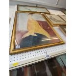 A framed print, portrait of a lady,