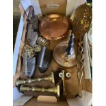A qty of copper and brassware inc.