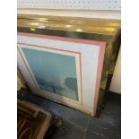 A set of three limited edition heavy brass framed prints,
